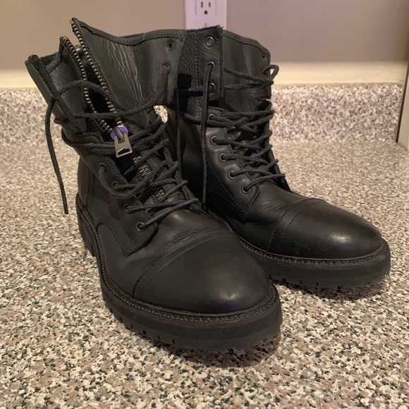 all saints black leather boots